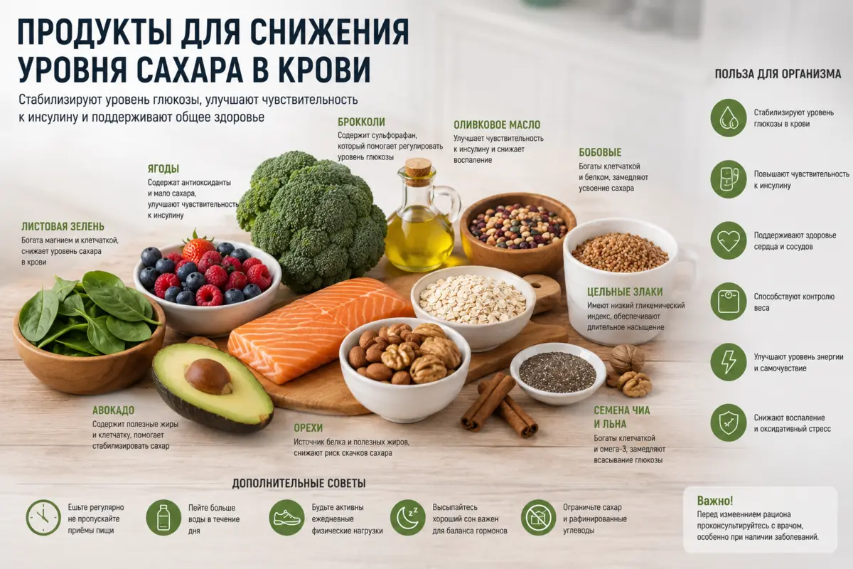 Продукты для снижения уровня сахара в крови