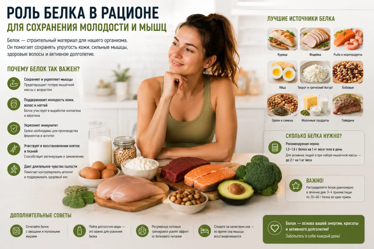 Роль белка в рационе для сохранения молодости и мышц
