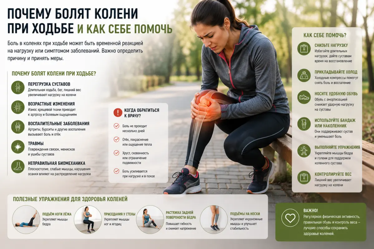 Почему болят колени при ходьбе и как себе помочь