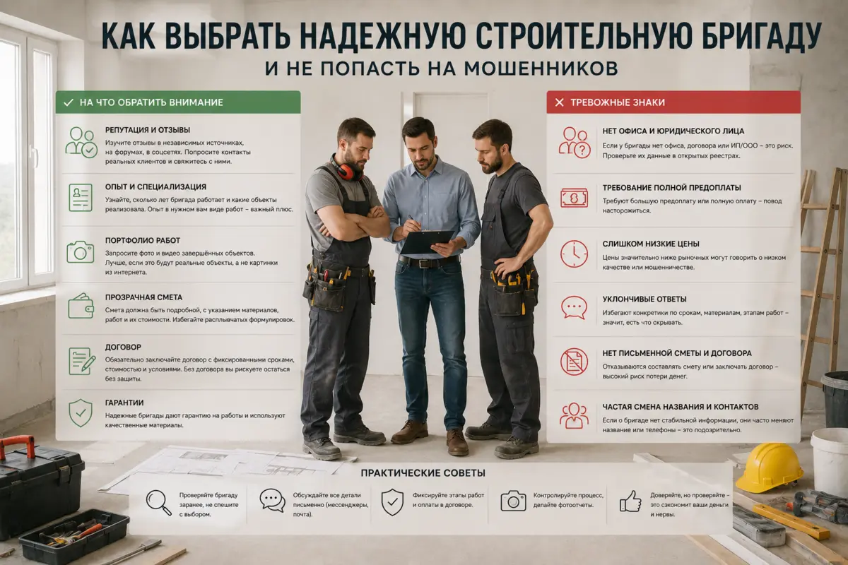 Как выбрать надежную строительную бригаду и не попасть на мошенников