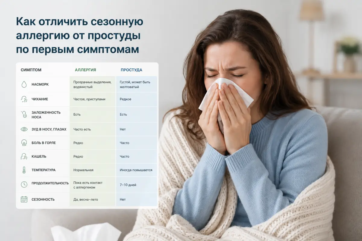 Как отличить сезонную аллергию от простуды по первым симптомам