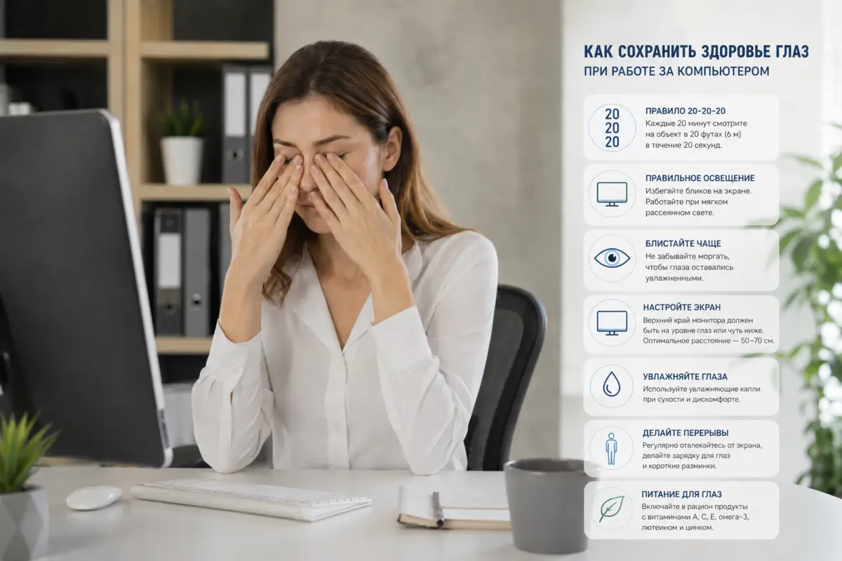 Как сохранить здоровье глаз при постоянной работе за компьютером