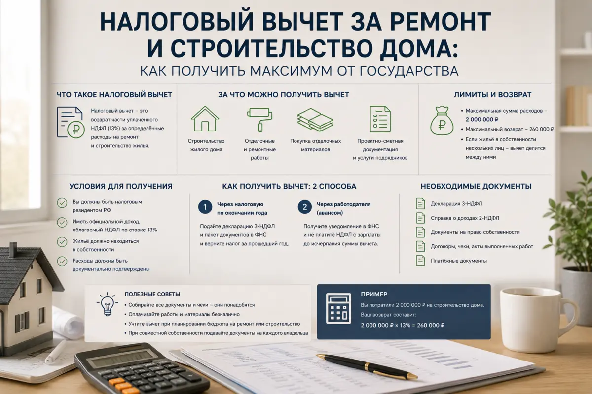 Налоговый вычет за ремонт и строительство дома: как получить максимум от государства
