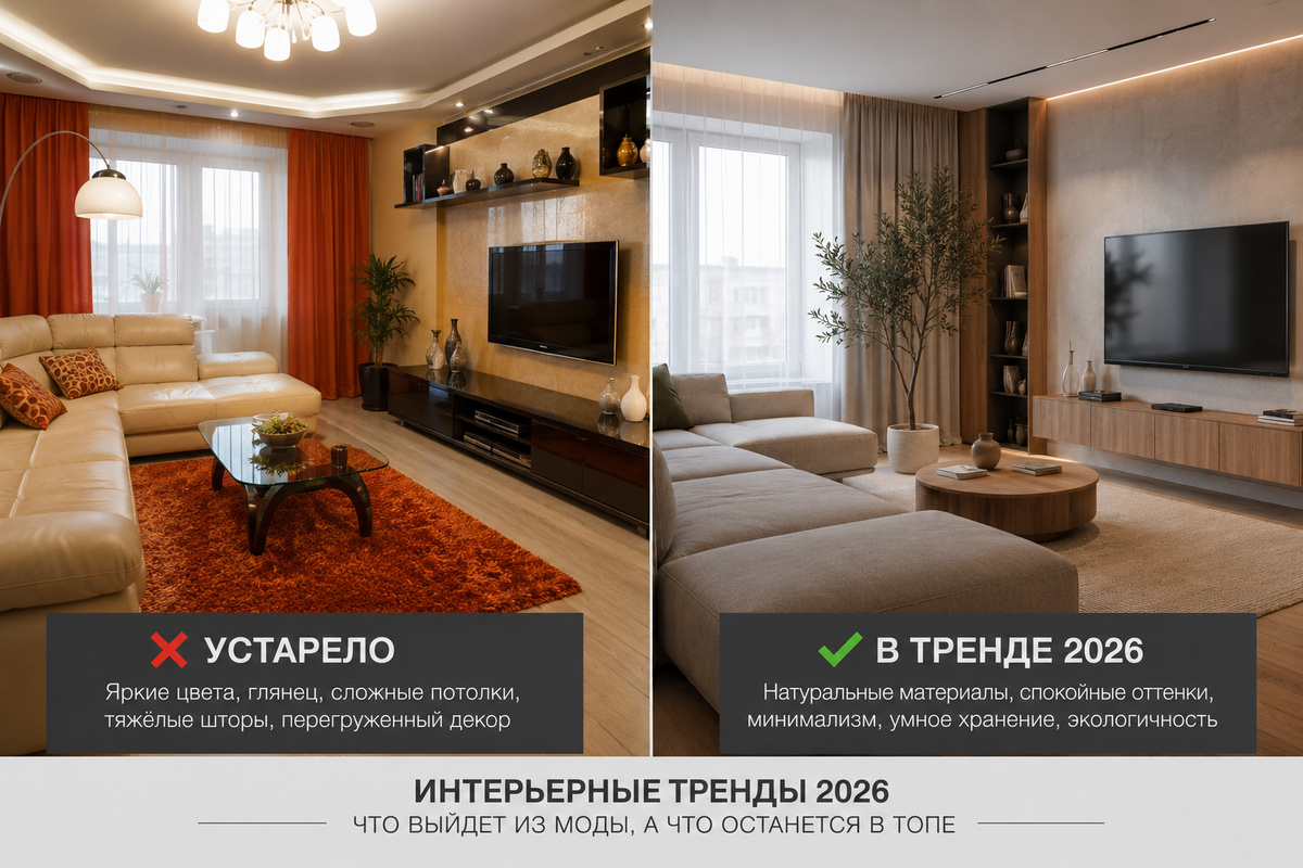 Интерьерные тренды 2026: что безвозвратно устарело, а что остается в топе