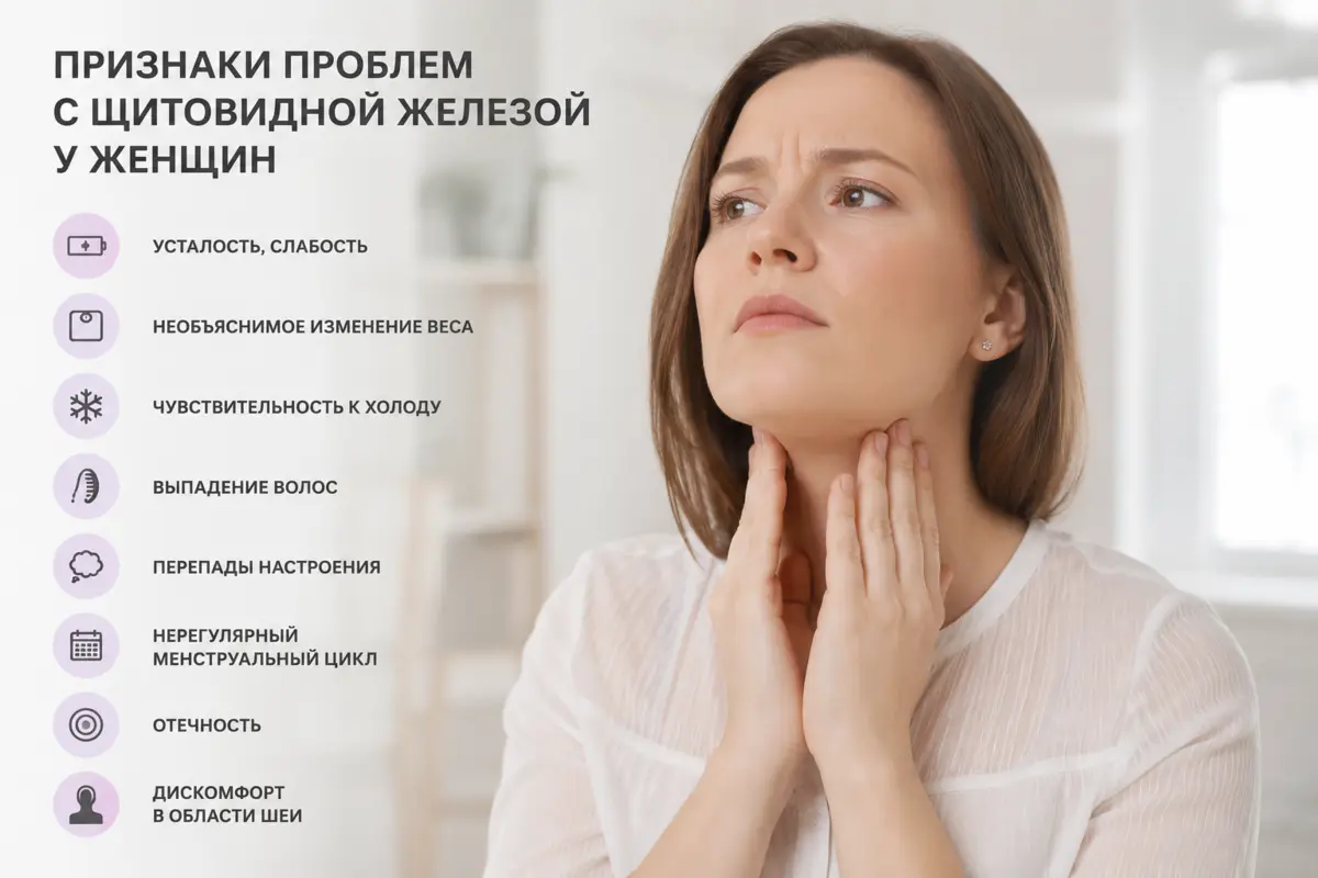 Признаки проблем с щитовидной железой у женщин