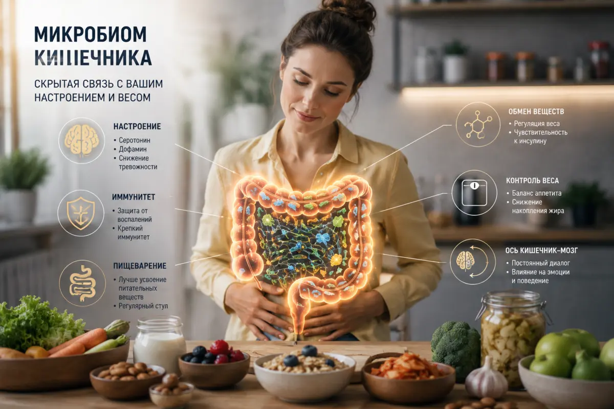 Как микробиом кишечника управляет вашим весом и настроением