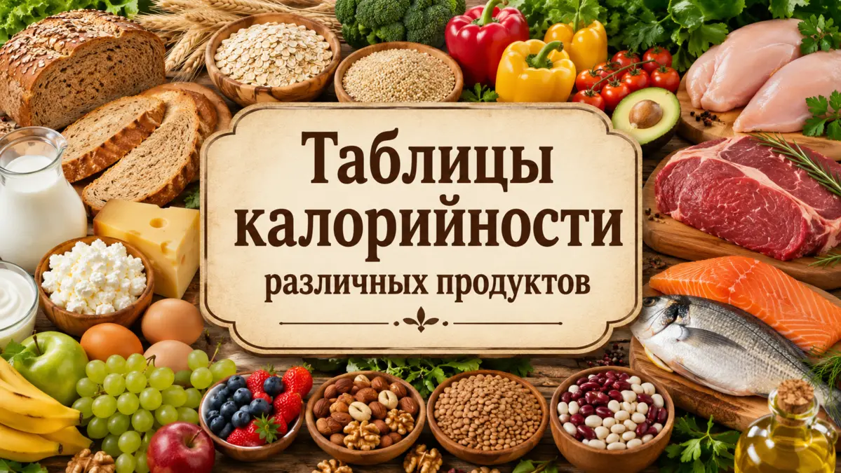 Таблицы калорийности разных продуктов