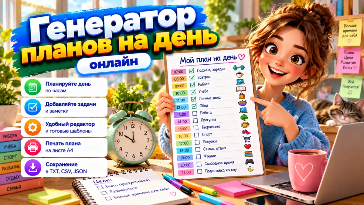 Конструктор плана на день с печатью на А4