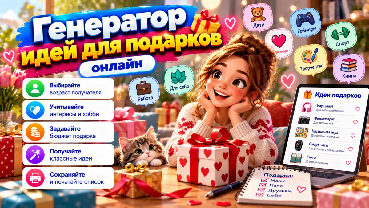 Подбор подарков онлайн по возрасту и интересам
