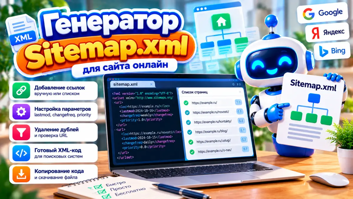 Создать Sitemap.xml онлайн - генератор карты сайта
