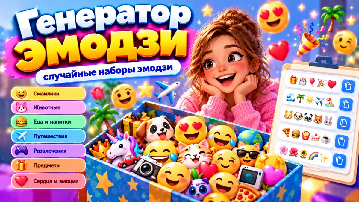 Рандомайзер эмодзи - случайные смайлики онлайн